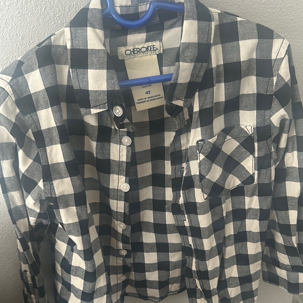 Cherokee Black and White Checkered Shirt